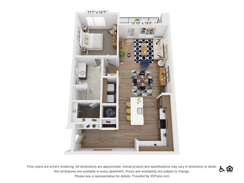 Floor plan for 1 bed, 1 bath, 920 sqft